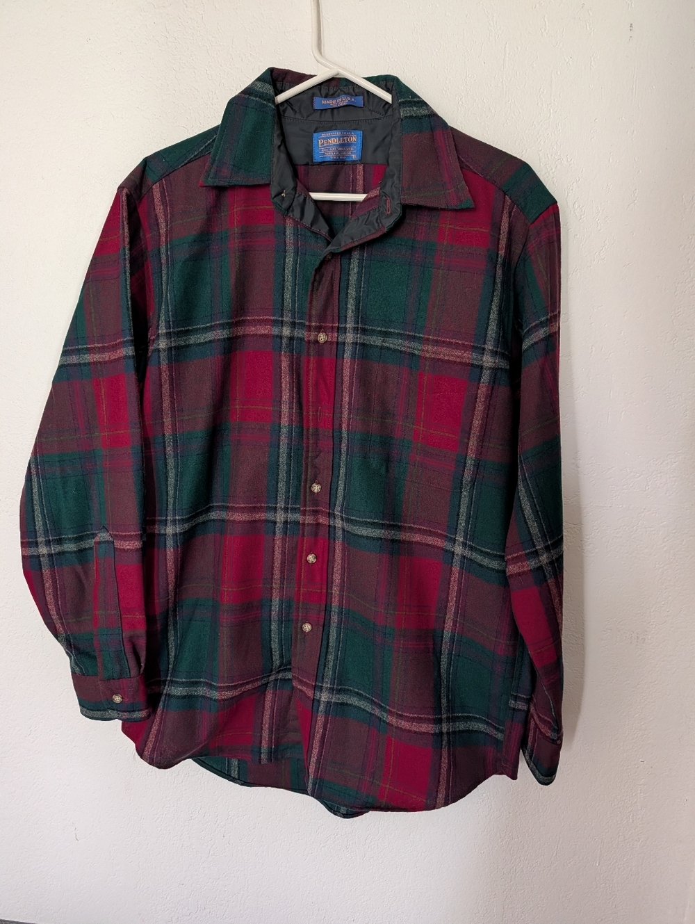 Vintage Pendleton Virgin Wool Flannel Shirt Mens M Long Sleeve Red Green